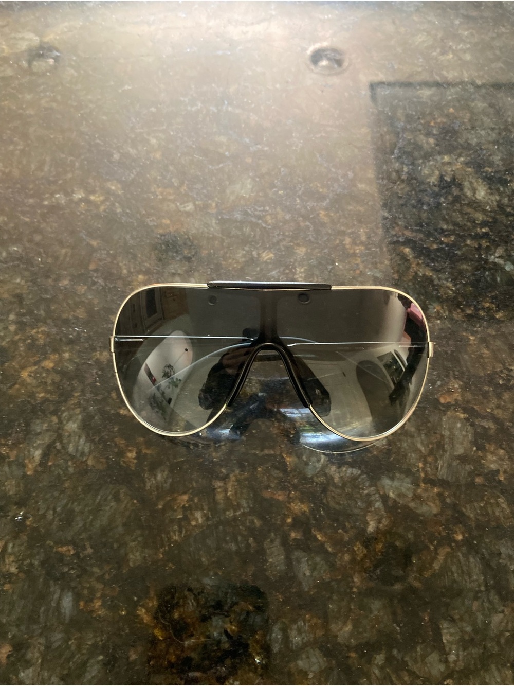 D&G Silver-Rim Shield Sunglasses with Smoke Gradient Lenses